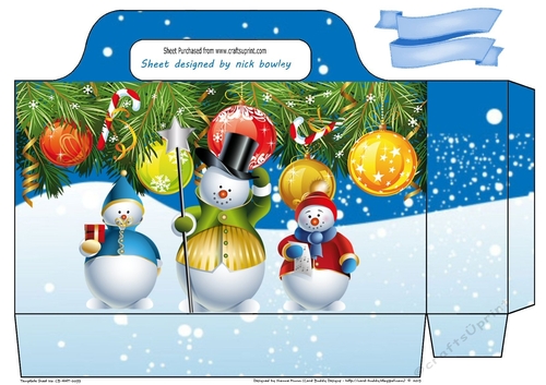 Pretty tote  bag with snow scene, baubles and snowmen