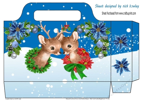 Pretty tote  bag  with snow scene and reinders 