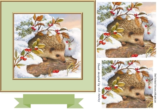 Cute little hedgehog in the snow 7x7 with pyramids