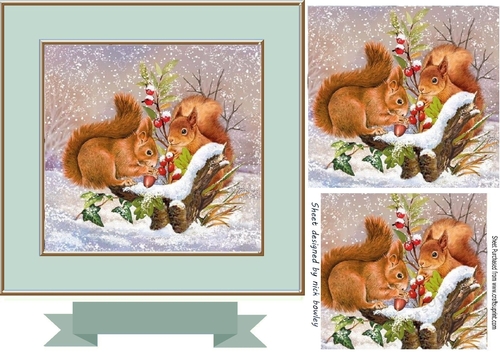 Cute little squirrels in the snow 7x7 with pyramids
