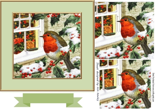 Cute little Robin in the snow 7x7 with pyramids