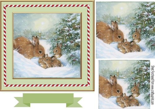 Cute Bunnies in the snow 7x7 pyramids