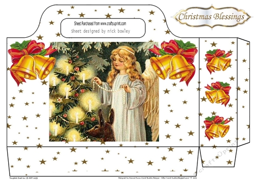 Lovely Angel with gold stars and bells tote bag (One)