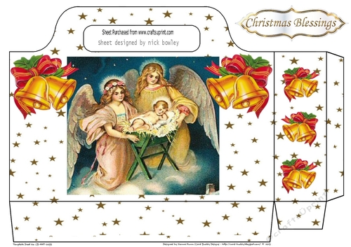 Lovely Angel with gold stars and bells tote bag (two)