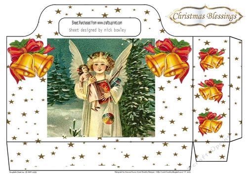 Lovely Angel with gold stars and bells tote bag (three)