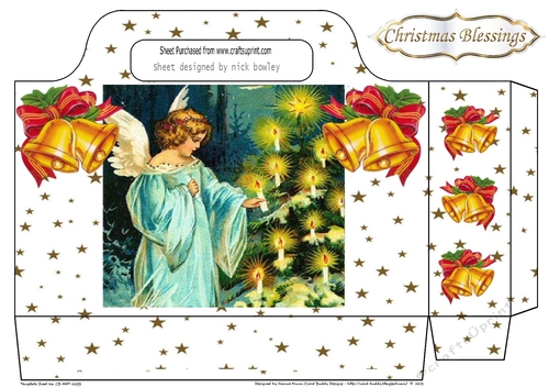 Lovely Angel with gold stars and bells tote bag (four)
