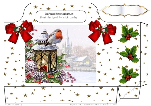 Pretty robin on a lantern with gold stars and holly tote bag