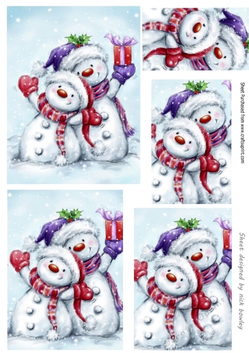 Lovely snowmen with present pyramids