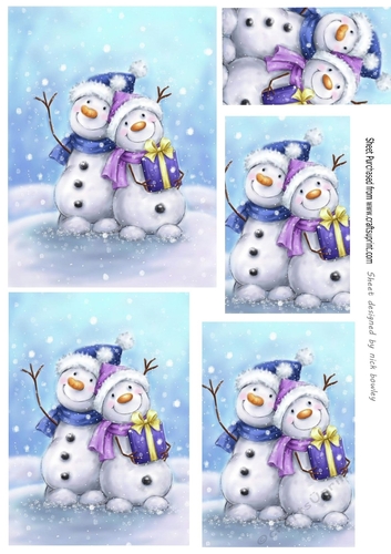 Pair of happy smiling snowmen pyramids