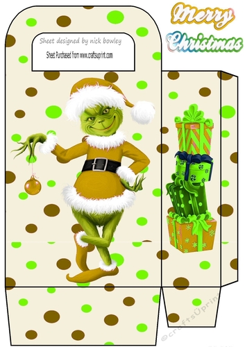 Large Gift Bag with cheeky elf grinch (gold)