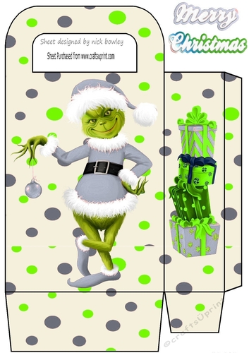 Large Gift Bag with cheeky elf grinch (silver)