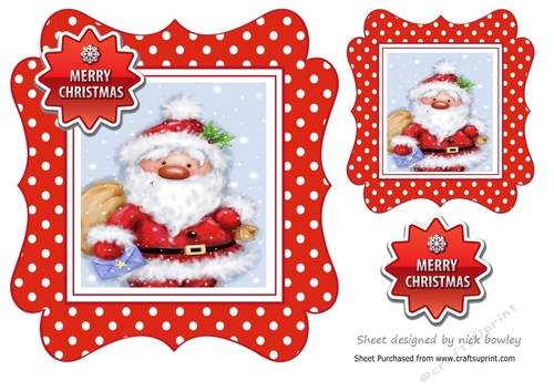Lovely santa in red polkadot 7x7 frame