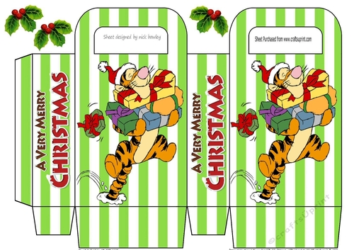 Small christms gift box with tigger (green)
