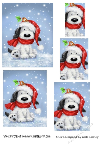 Cute puppy in santa hat pyramids