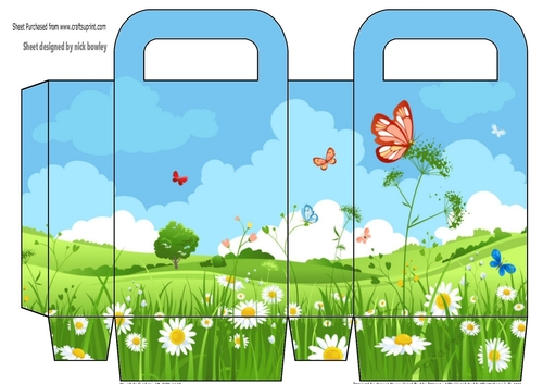 Pretty country side with butterflies gift box