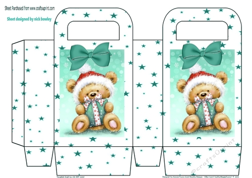Cute gift box with cute teddy and turq bows