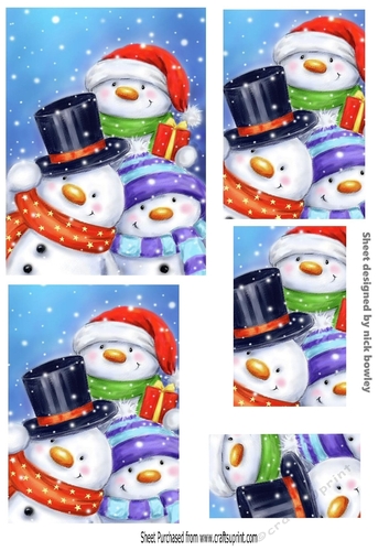 Trio of funny snowmen pyramids