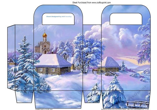 Lovely cottage snowscene gift bag