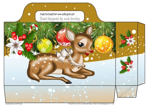 baubles and snow scene with sweet deer tote bag (gold)