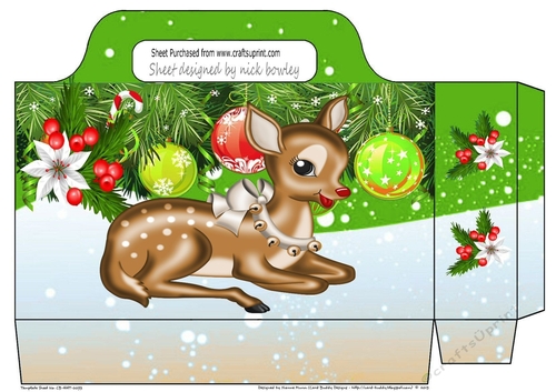 baubles and snow scene with sweet deer tote bag (green)