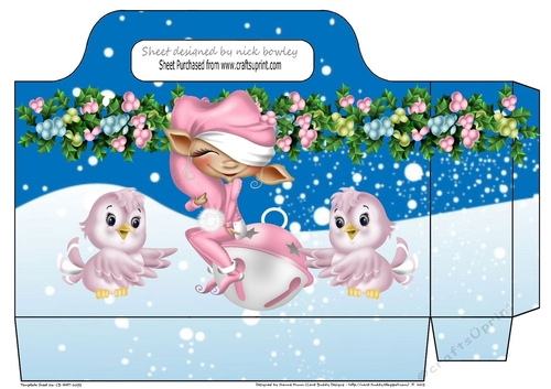 pretty elf in pink sitting on a bauble with little birds tote bag