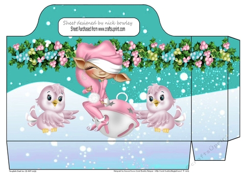 pretty elf in pink sitting on a bauble with little birds tote bag (turq)