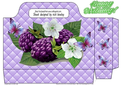 Purple fruit quilt tote bag with flowers and butterflies