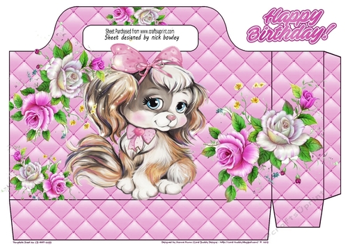 Cute puppy with pink and white roses tote bag