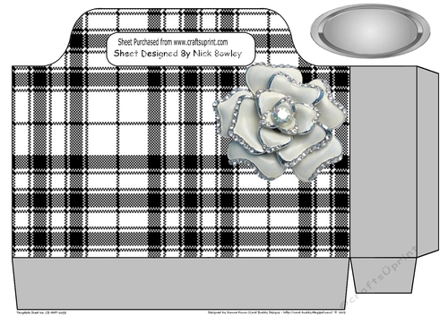 Pretty diamante rose tote gift bag with black and white check