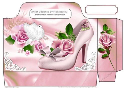 pink roses and pretty shoe with dove tote gift bag