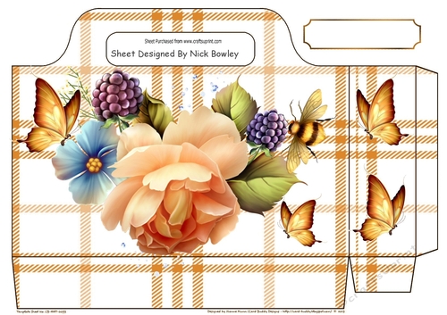 Pretty peach roses and butterflies tote gift bag
