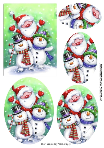 jolly santa with snowmen oval pyramids