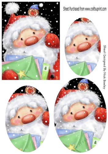 Lovely santa with robin oval pyramids
