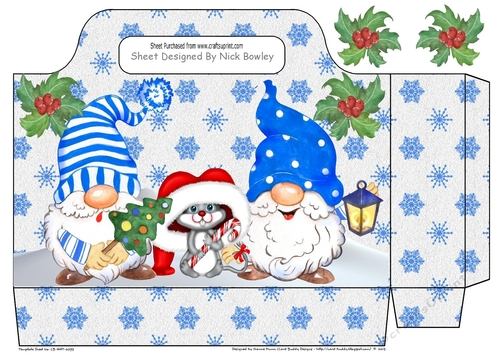 Lovely blue snowflake tote bag with gnomes and mouse