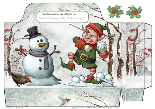 Fantasy naughty Elf with snowman in  snow scene tote bag