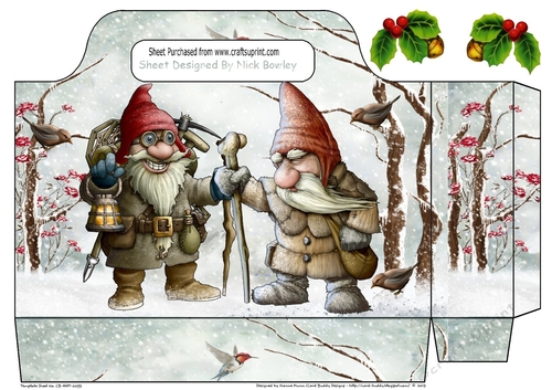 Fantasy gnomes with snow scene and little birds tote bag