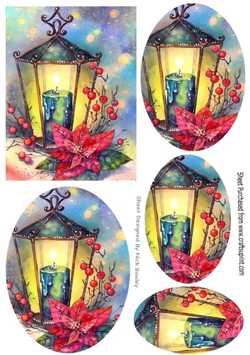 Pretty lantern with candle. with oval pyramids