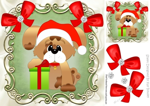 puppy with present 8x8