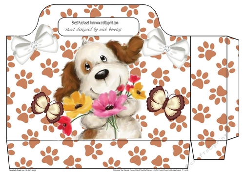 cute puppy  with flowers butterflies tote gift bag