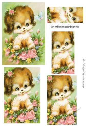 puppy with flowers and butterfly pyramids