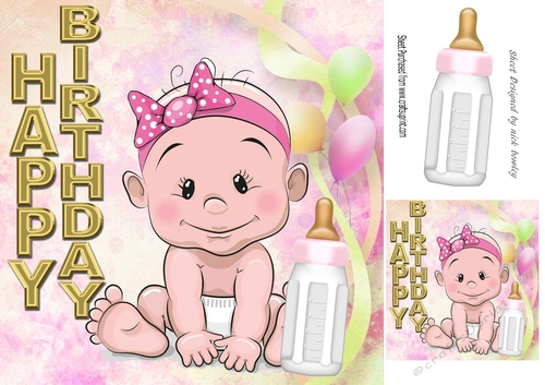 Cute baby girl with balloons 8x8