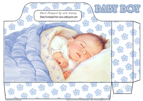  sleeping baby boy with blue flowers tote gift bag