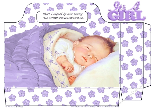 sleeping baby girl with purple flowers tote gift bag