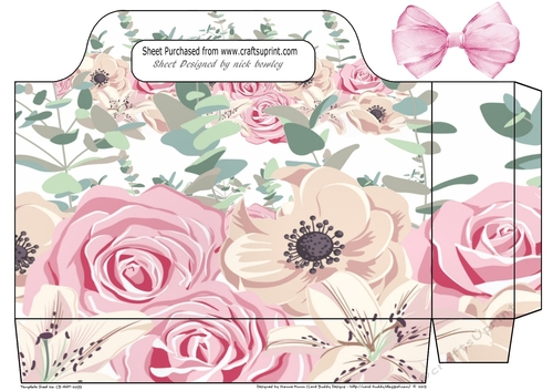 pretty pink/cream flower tote gift bag with bow