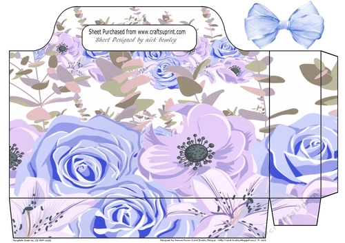 pretty blue flower tote gift bag with bow
