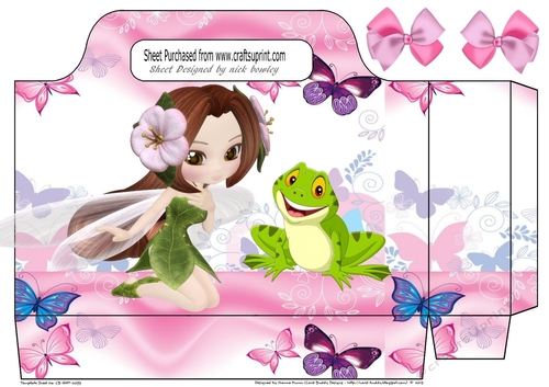 Cute Faerie & frog with butterflies and bows tote gift bag