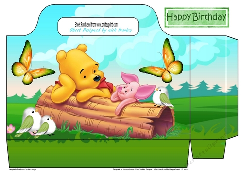 Winnie bear with friends birds & butterflies tote gift bag