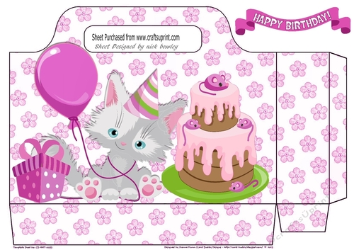 grey kitty with birthday cake tote bag
