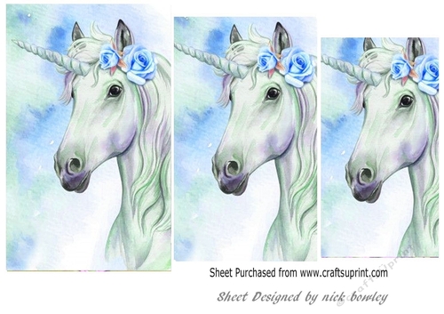 blue and white unicorn pyramids