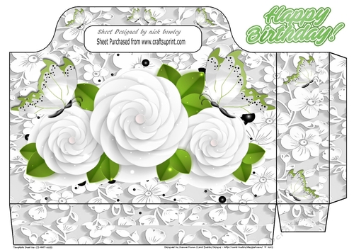 Pretty white roses and green butterflies on lace tote bag